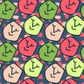 Simple seamless pattern with repeating drawn cute character faces Royalty Free Stock Photo